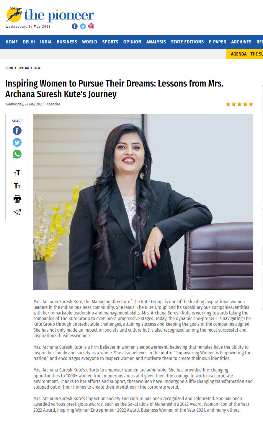 Inspiring Women to Pursue Their Dreams: Lessons from Mrs. Archana Suresh Kute’s Journey