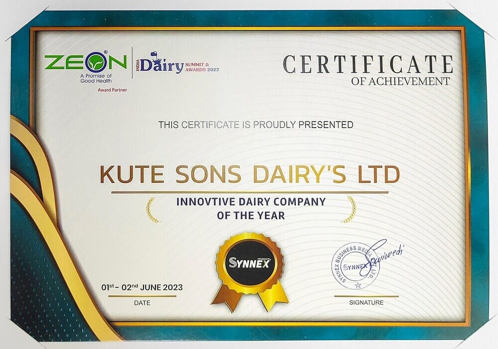 Innovative Dairy Company Of The Year award to The Kute Group Dairy